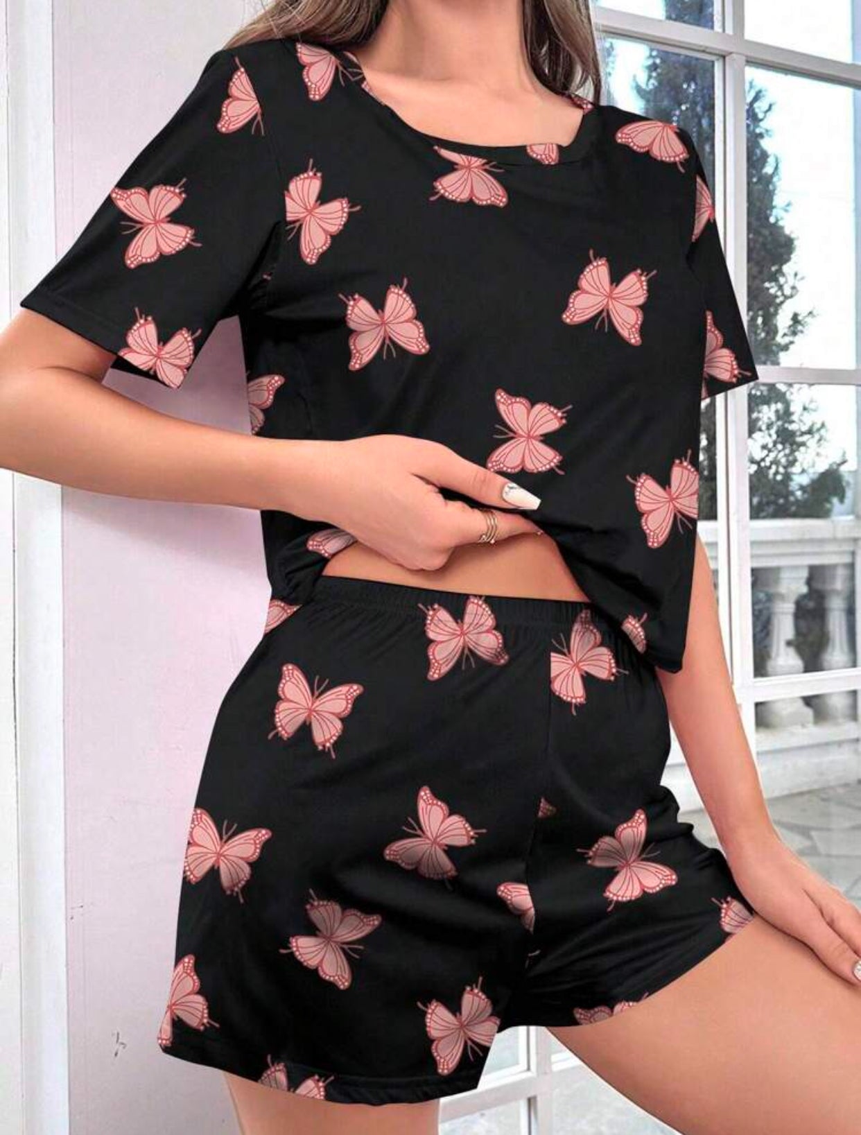 Butterfly Print Tee & Shorts PJ Set / Pajama Set