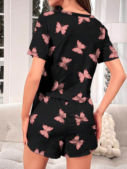 Butterfly Print Tee & Shorts PJ Set / Pajama Set