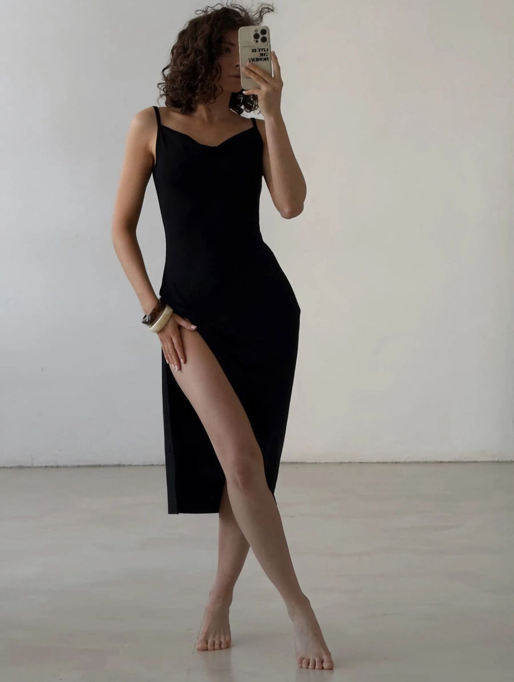 Black Elegant Long Nightgown for Women by Kima