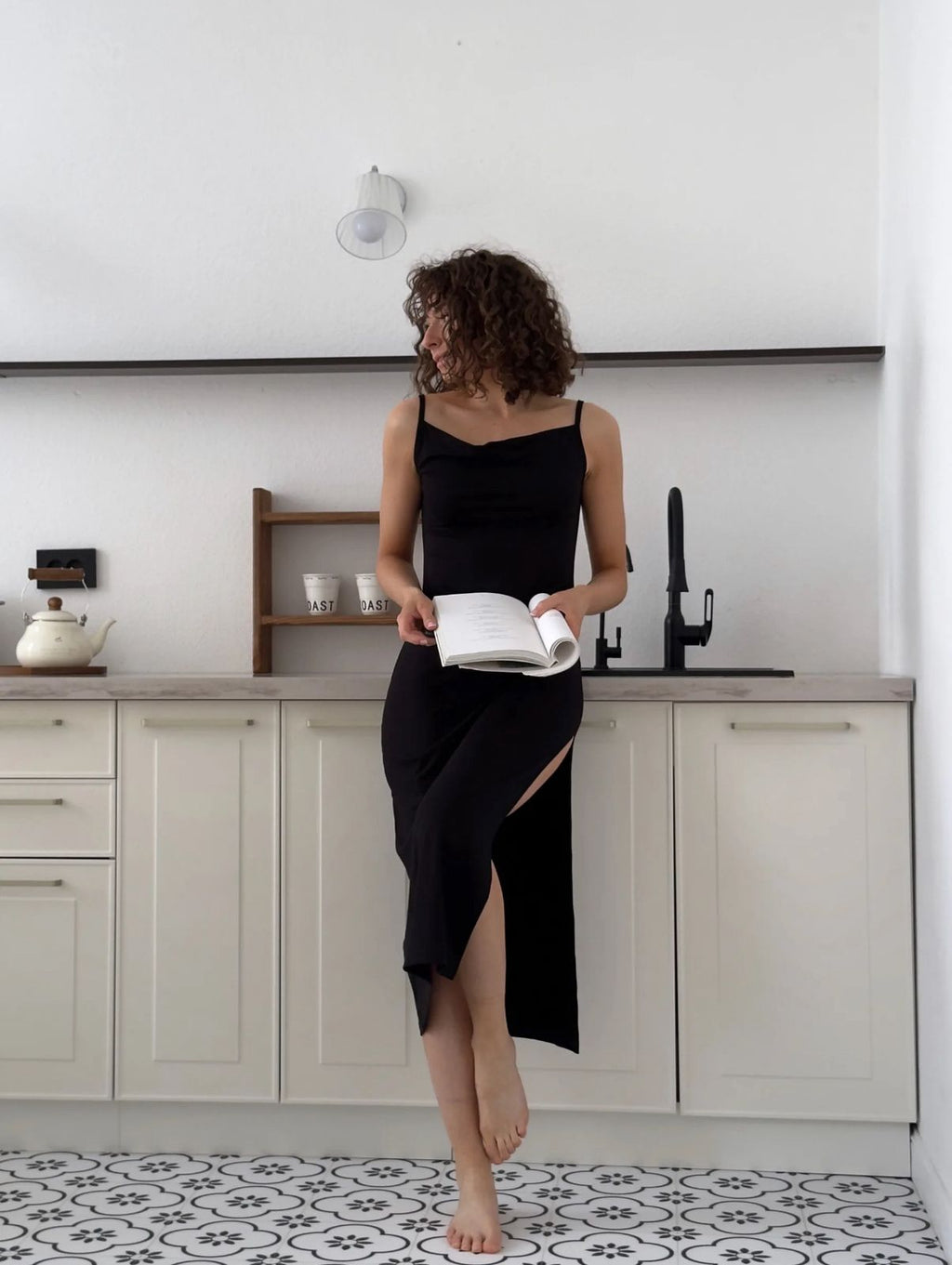 Black Elegant Long Nightgown for Women by Kima