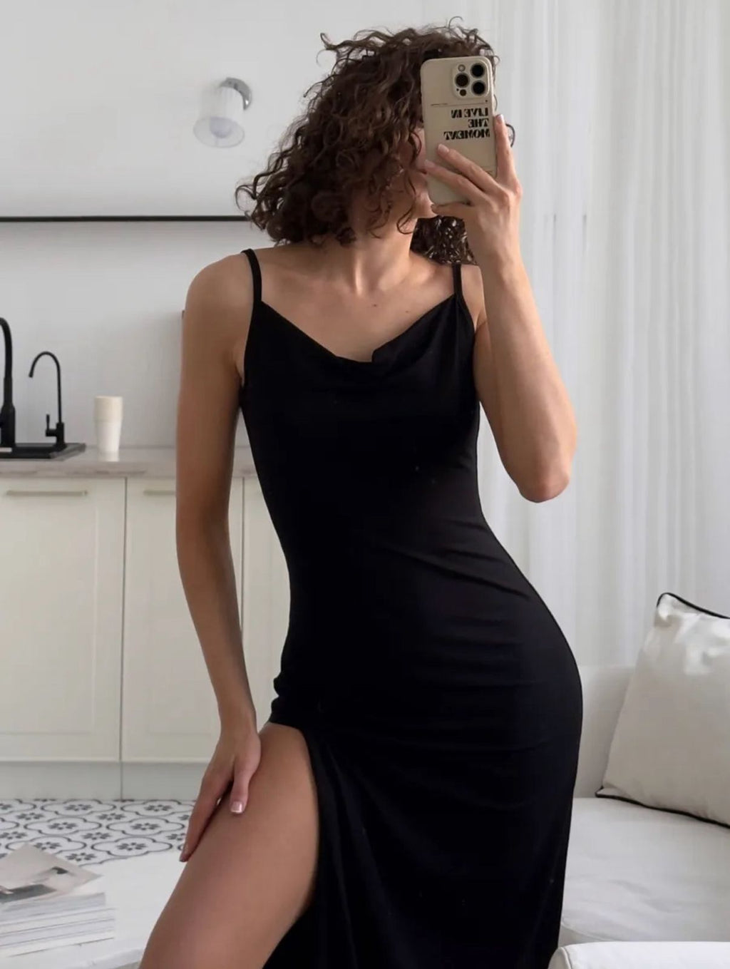 Black Elegant Long Nightgown for Women by Kima