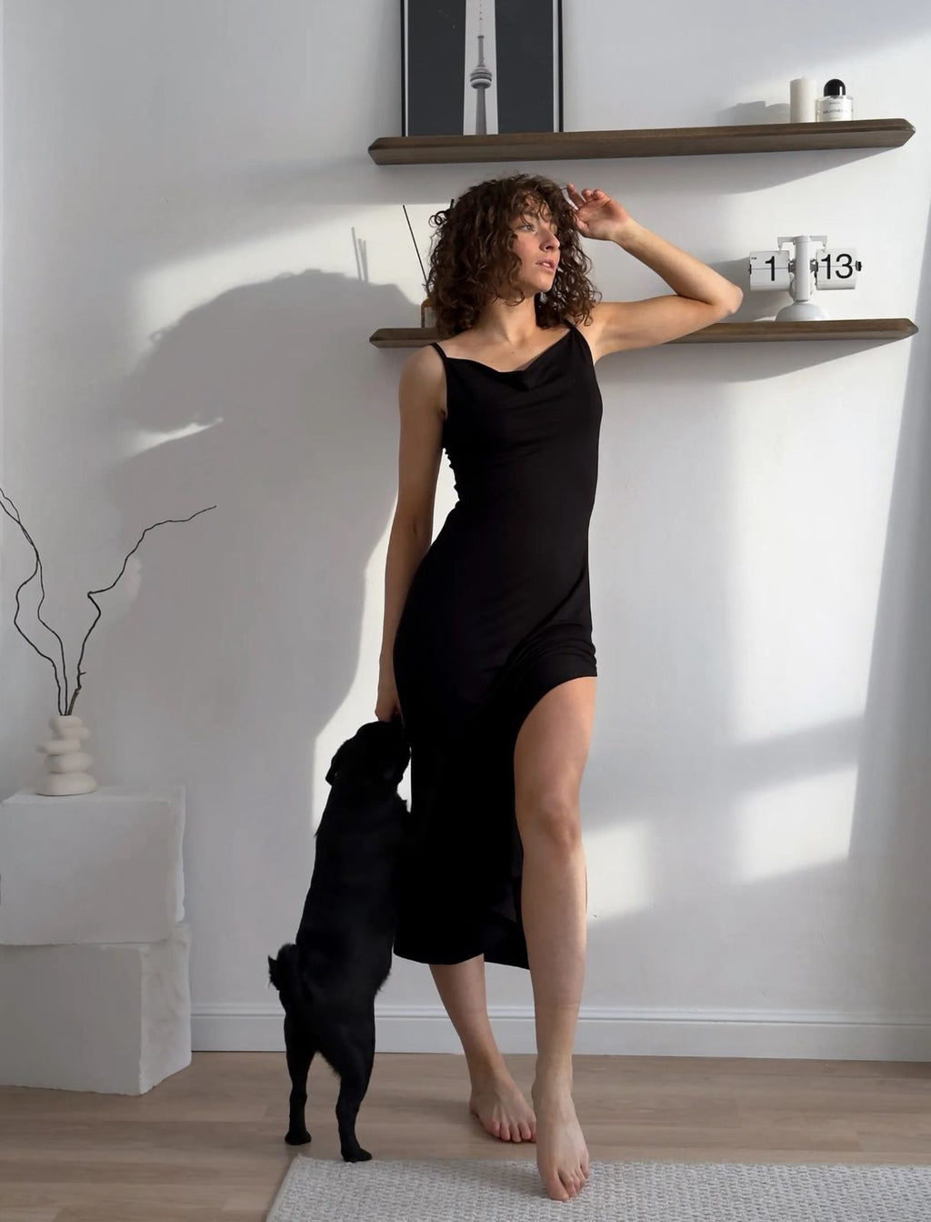 Black Elegant Long Nightgown for Women by Kima