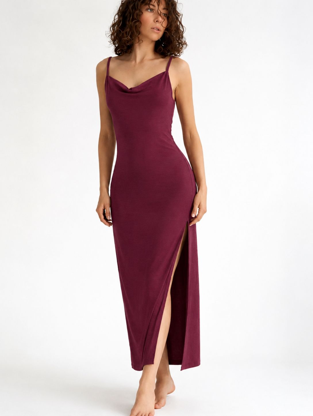Plum Elegant Long Nightgown for Women by Kima