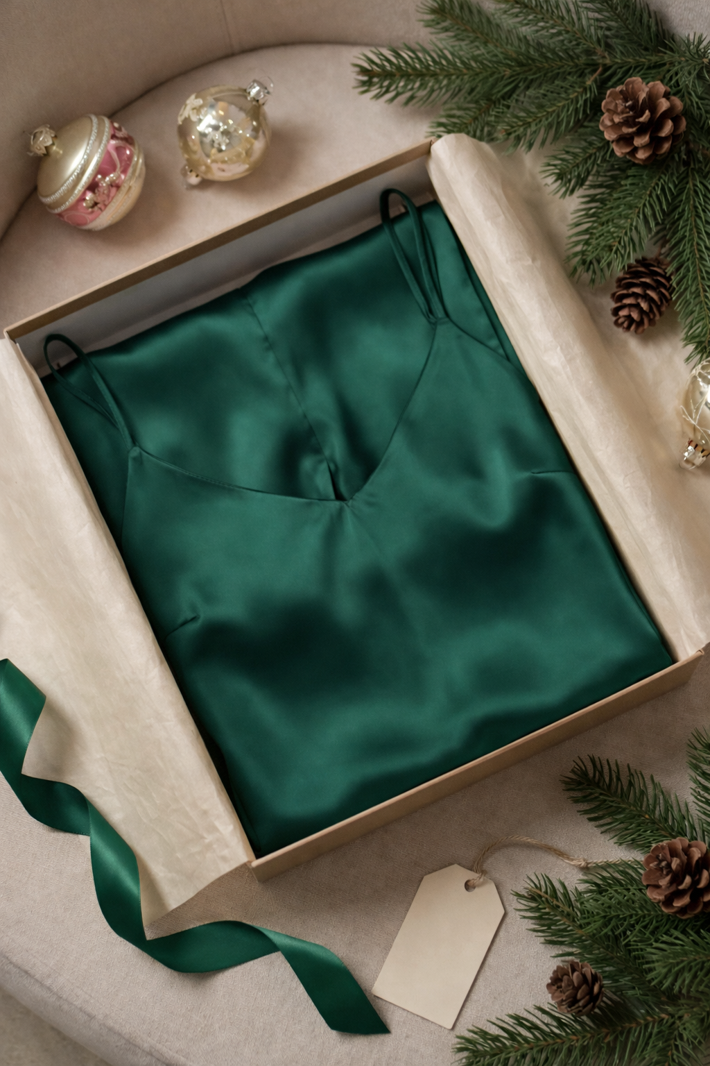 Green Satin Women's Pajama Set – Camisole Top & Wide-Leg Pants