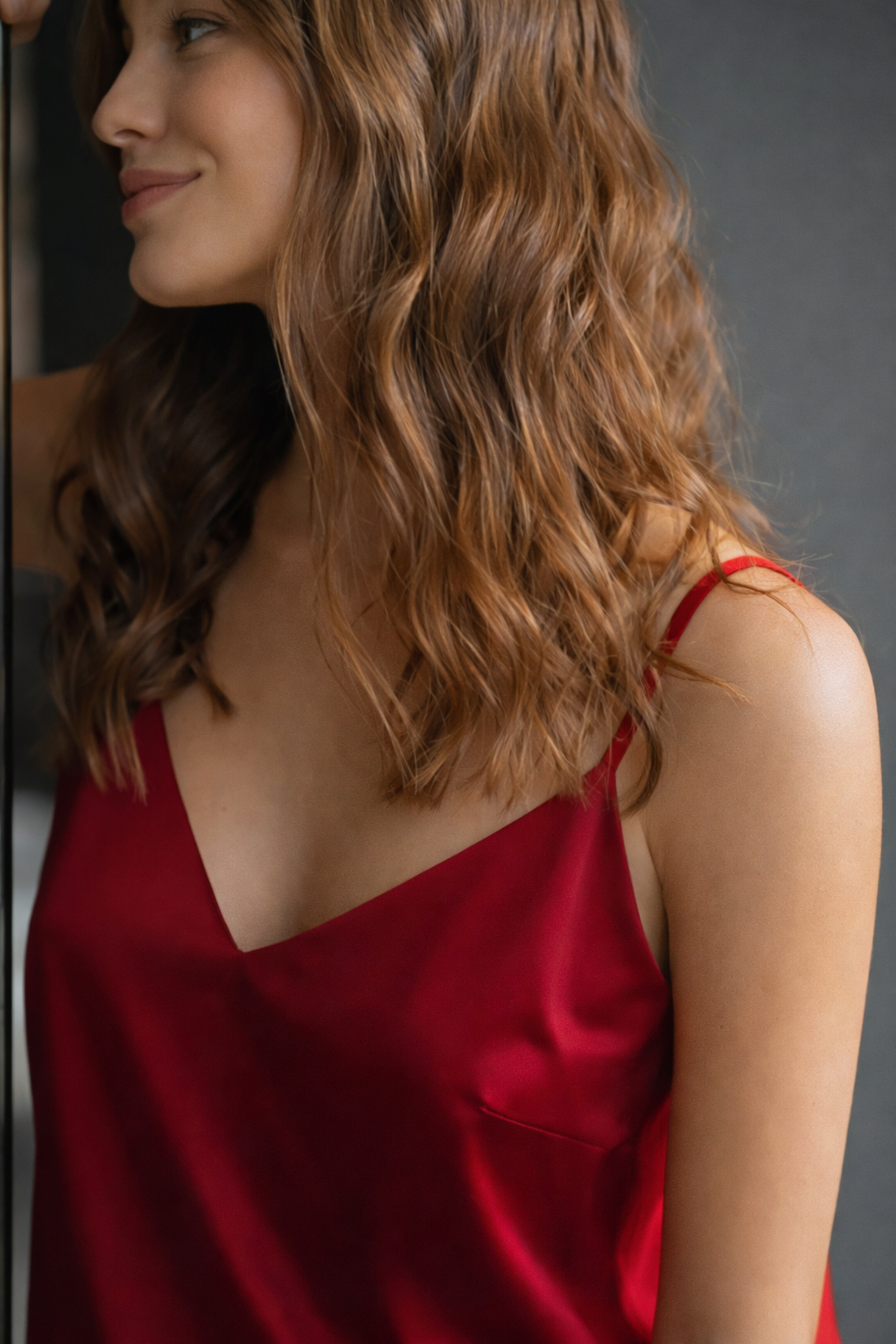 Red Satin Women's Pajama Set – Camisole Top & Wide-Leg Pants