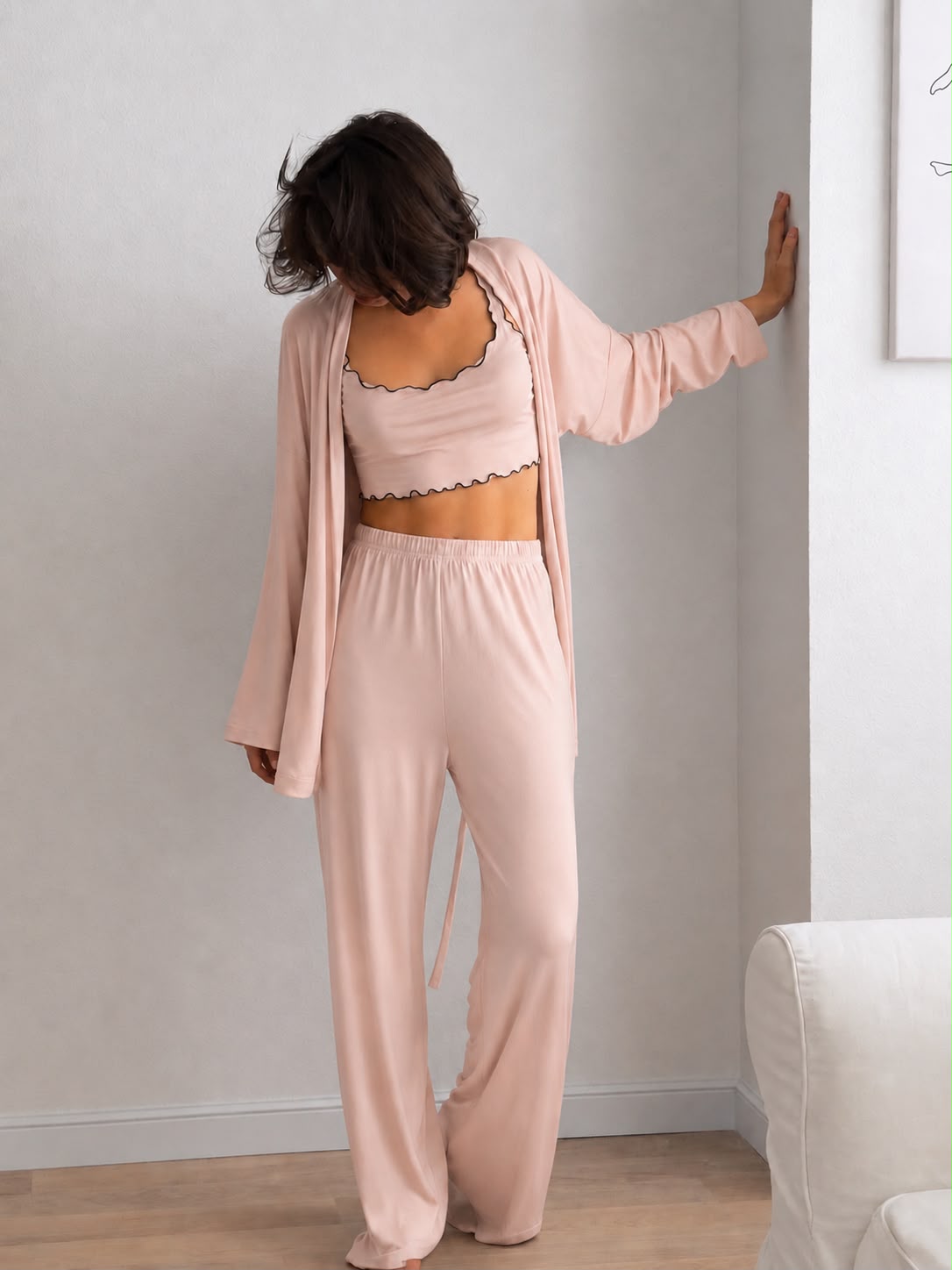 Blush Pink Soft Elegance 4-Piece Lounge Set for Women