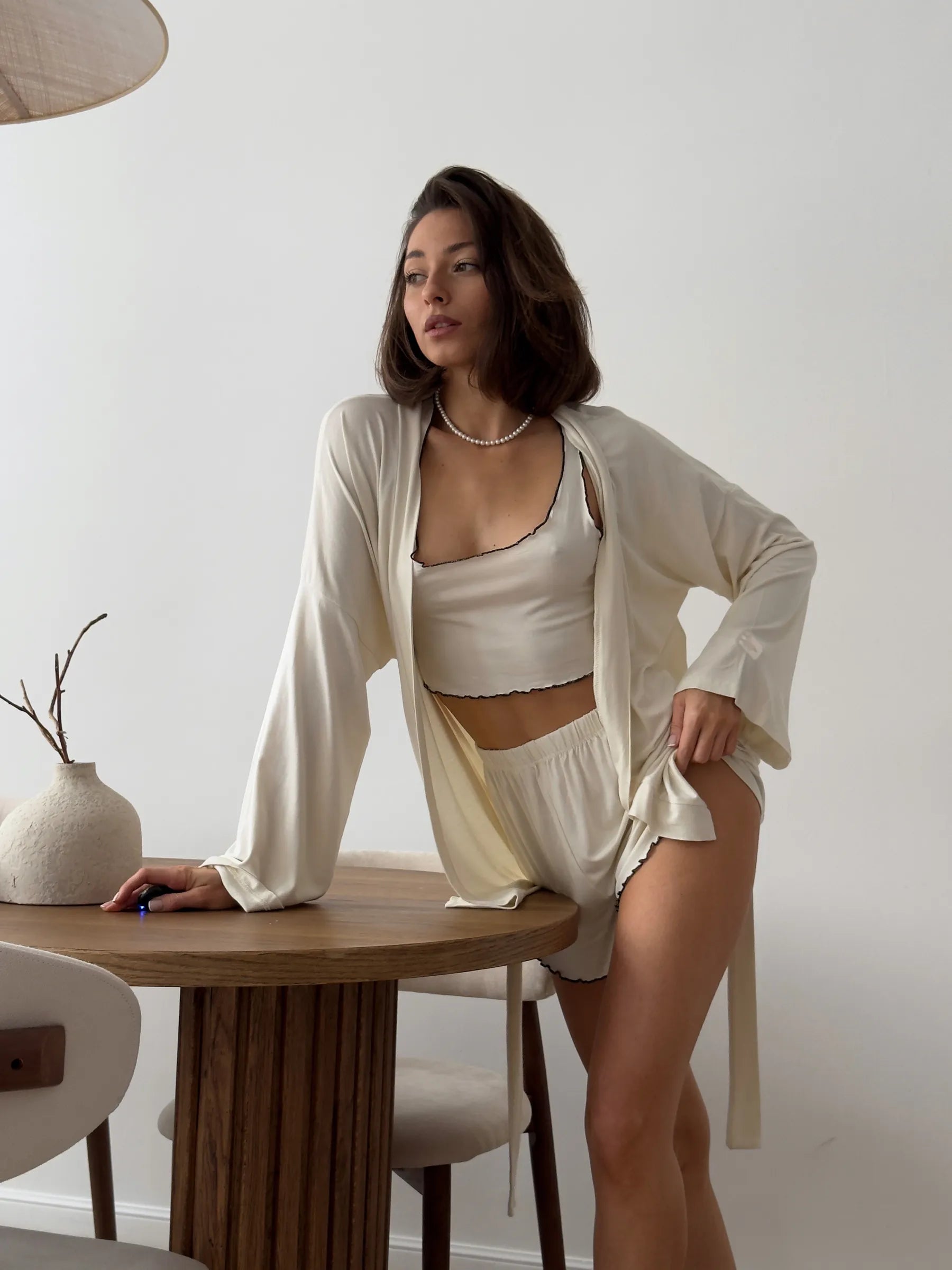 Beige Soft Elegance 4-Piece Lounge Set for Women