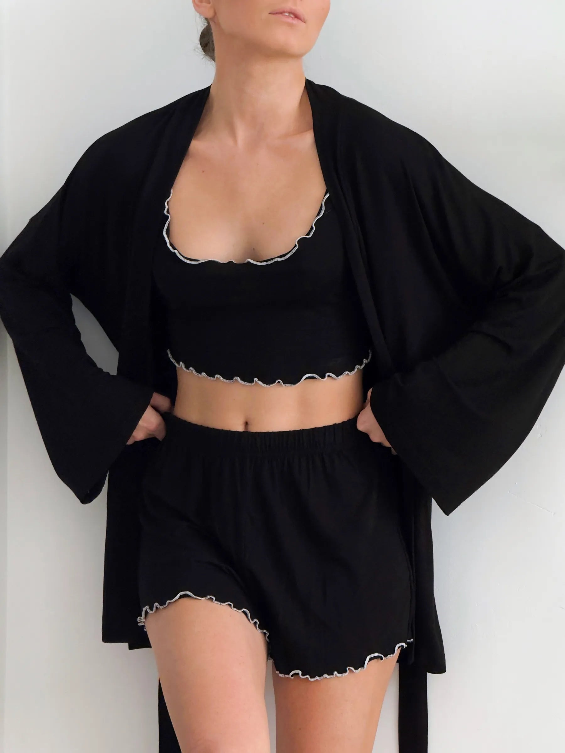 Black Soft Elegance 4-Piece Lounge Set for Women