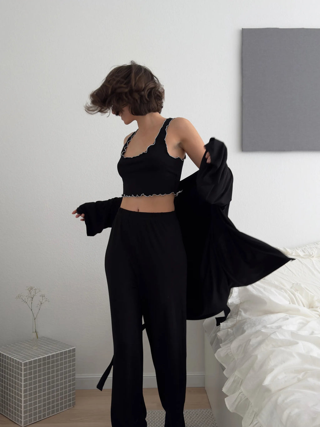 Black Soft Elegance 4-Piece Lounge Set for Women