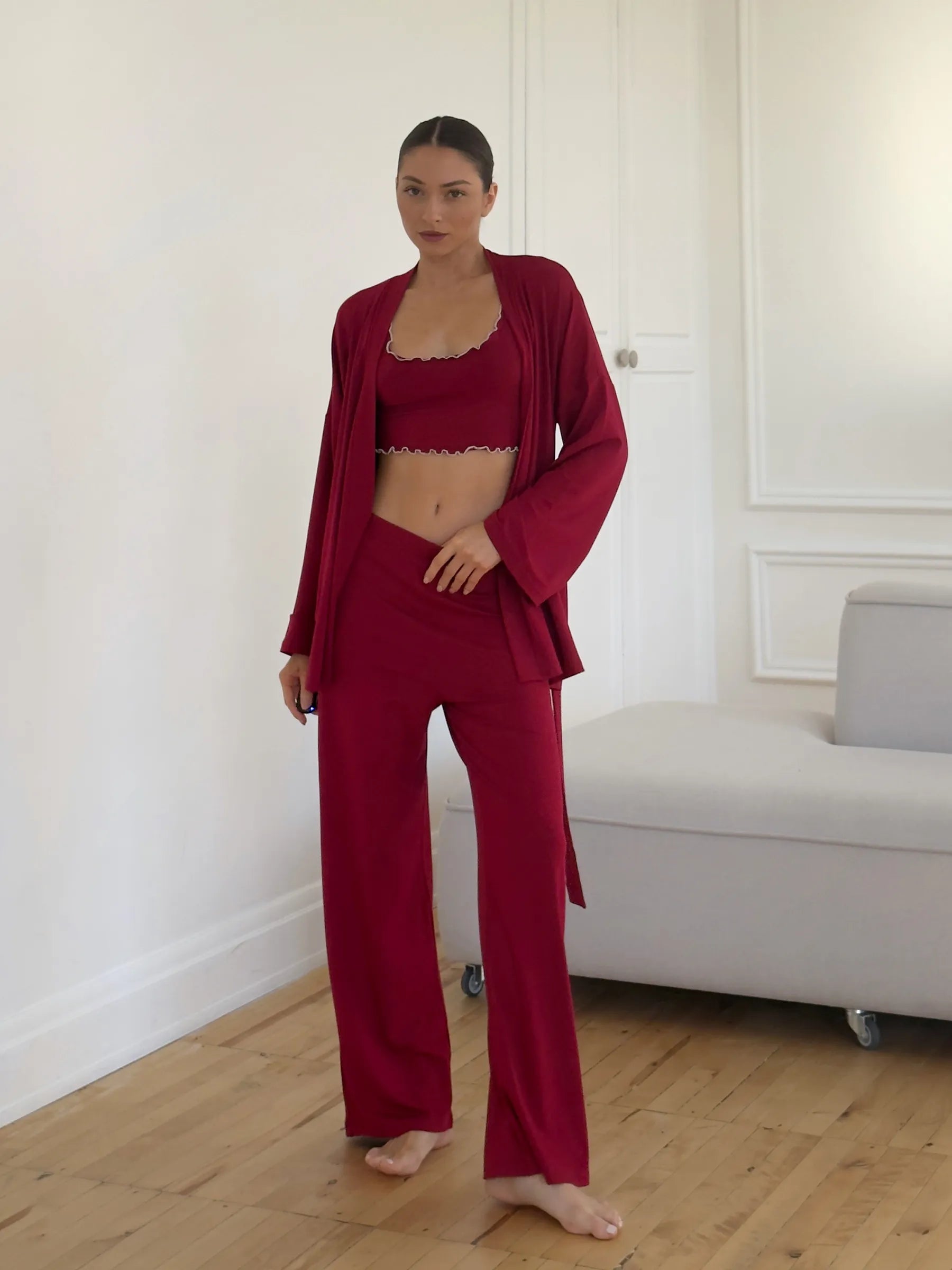 Burgandy Soft Elegance 4-Piece Lounge Set for Women