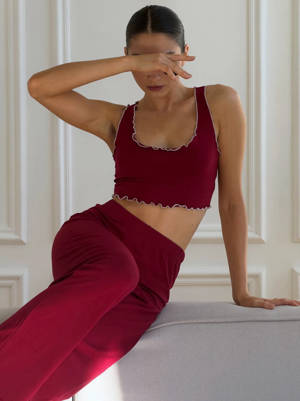 Burgandy Soft Elegance 4-Piece Lounge Set for Women