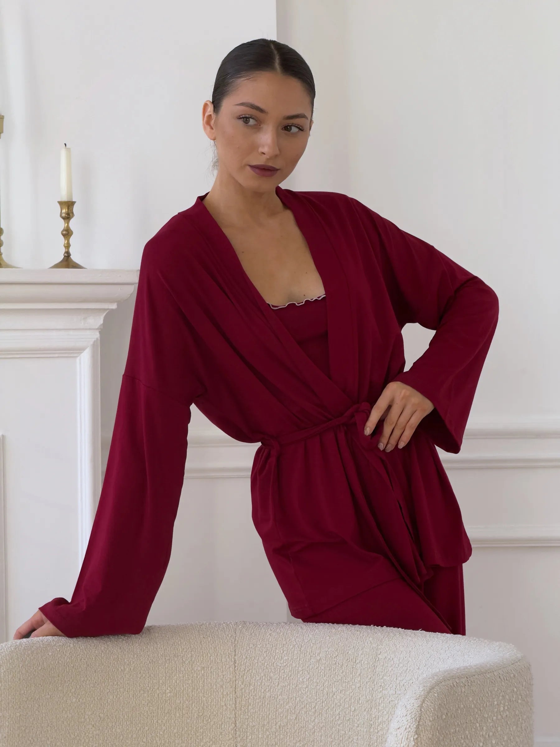 Burgandy Soft Elegance 4-Piece Lounge Set for Women