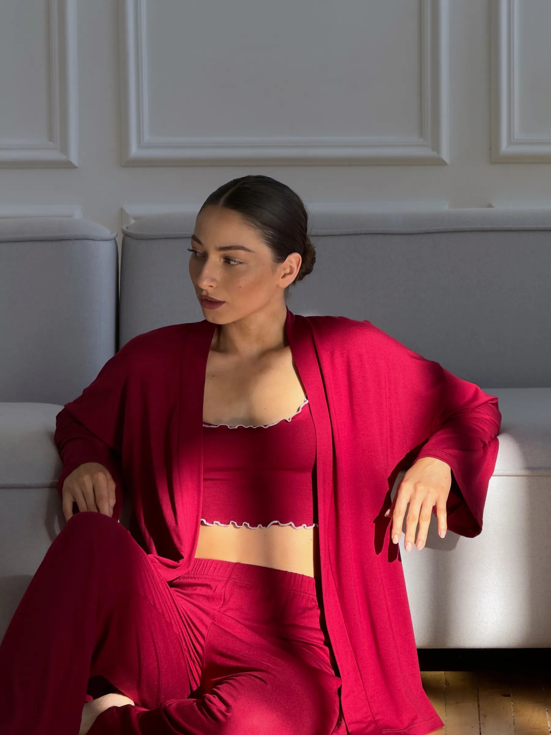 Burgandy Soft Elegance 4-Piece Lounge Set for Women