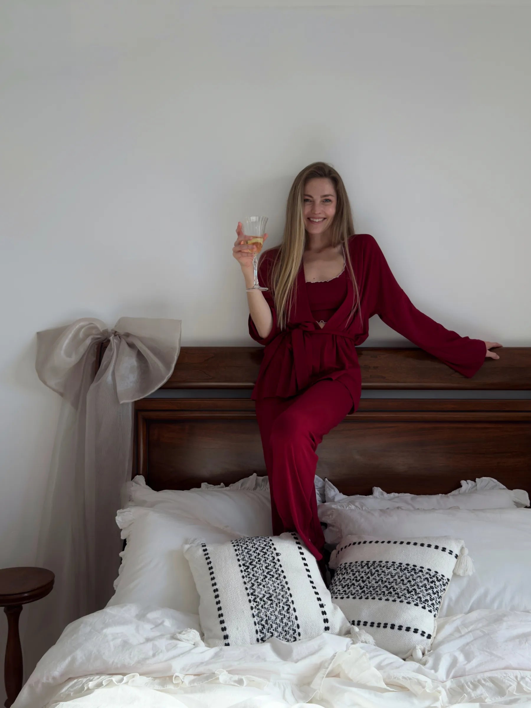 Burgandy Soft Elegance 4-Piece Lounge Set for Women