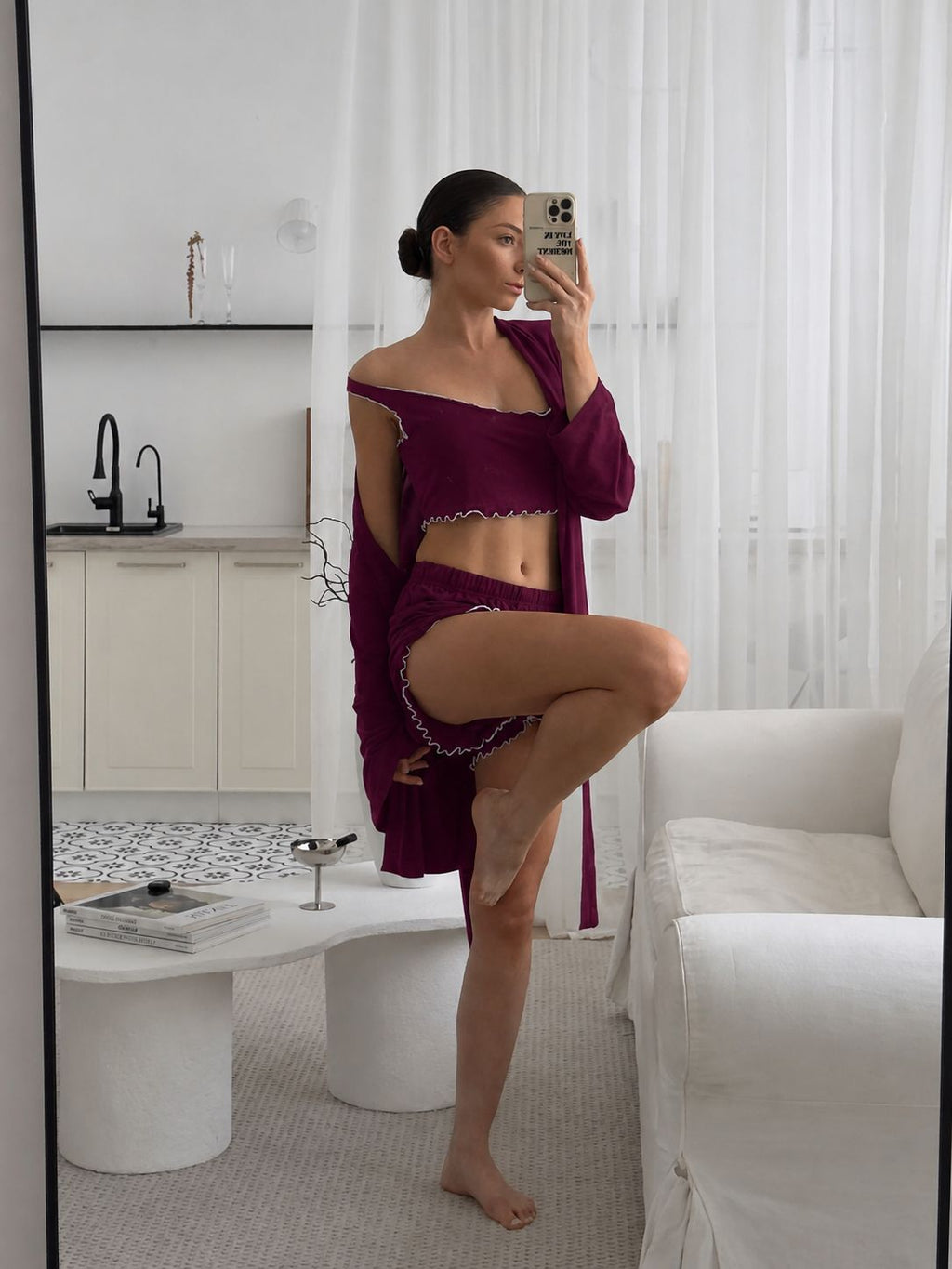 Plum Soft Elegance 4-Piece Lounge Set for Women